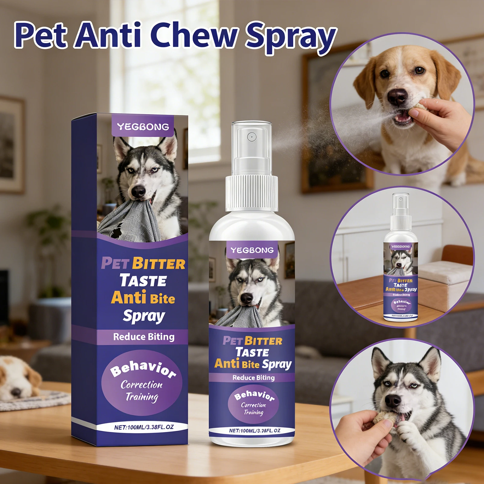 Pet Anti Chew Spray Bitter Deterrent Stop Chewing Biting Behavior Furniture Protector Safe Training Aid for Dogs Cats Deterrent
Pet Anti Chew Spray Bitter Deterrent Stop Chewing Biting Behavior Furniture Protector Safe Training Aid for Dogs Cats Deterrent