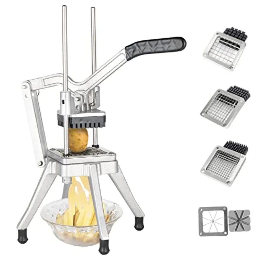 Commercial Vegetable Chopper French Fry Cutter Stainless Steel w/ 4 Sizes Blades Fruit Potato Slicer 1/2" 3/8" 1/4" and 8-Wedge
Commercial Vegetable Chopper French Fry Cutter Stainless Steel w/ 4 Sizes Blades Fruit Potato Slicer 1/2" 3/8" 1/4" and 8-Wedge