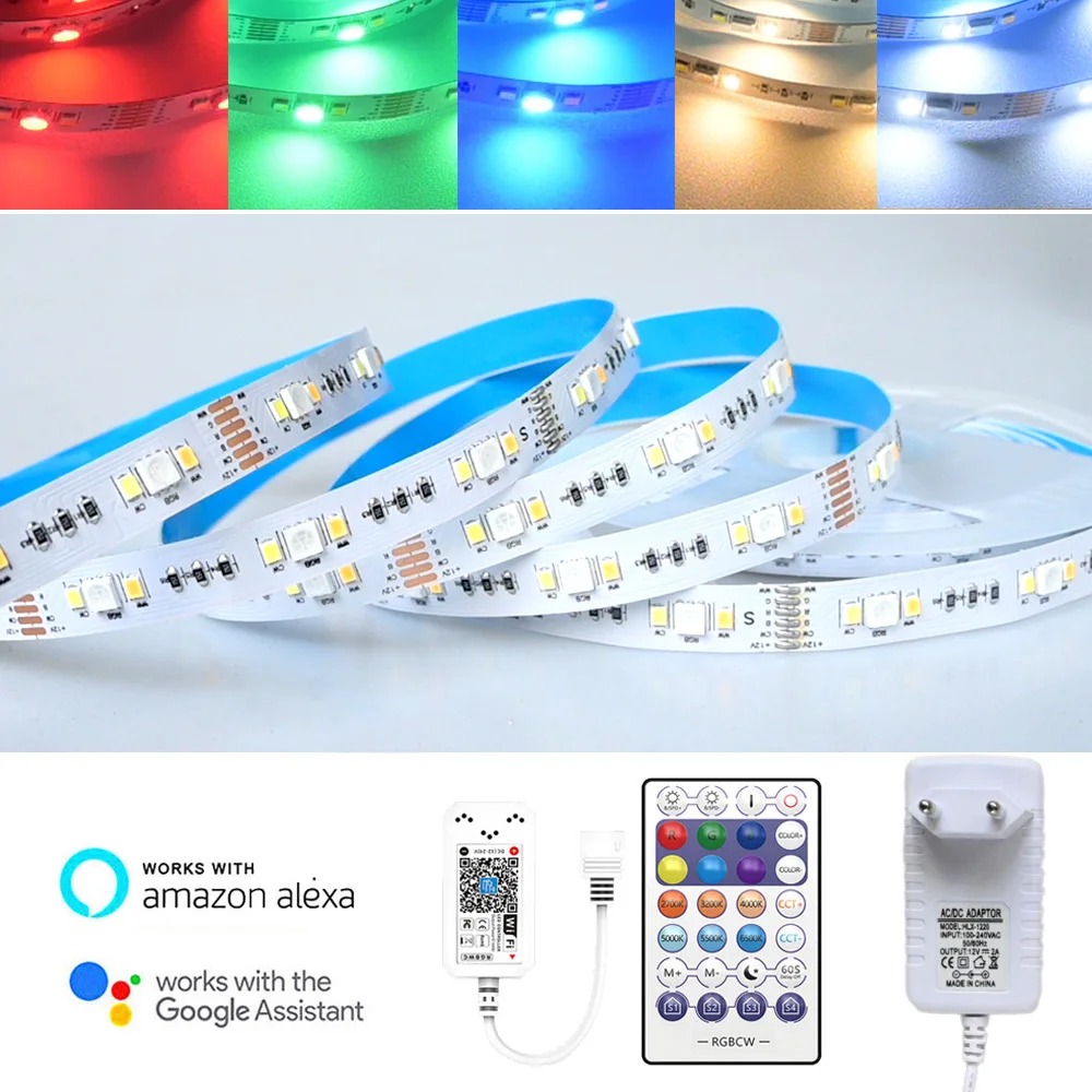 WiFi RGB+CCT LED Strip 5050 12V RGBCW Dimmable Light Room Decoration 5m Magic Home APP Remote Control For Alexa Google Assistant
WiFi RGB+CCT LED Strip 5050 12V RGBCW Dimmable Light Room Decoration 5m Magic Home APP Remote Control For Alexa Google Assistant