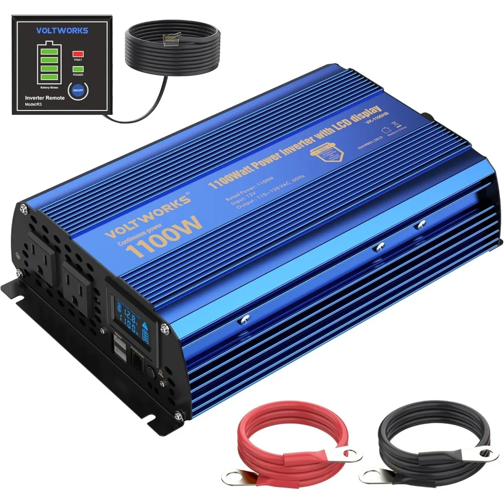 1100W Power Inverter 12V DC to 110V 120V AC Car Inverter with LCD Display Remote Control 2 AC Outlets Dual USB Ports for RV
1100W Power Inverter 12V DC to 110V 120V AC Car Inverter with LCD Display Remote Control 2 AC Outlets Dual USB Ports for RV