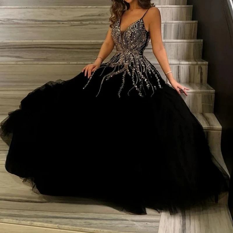 Customized Black Formal Evening Dresses Beadings Crystal Spaghetti Straps Pleat Ruched Prom Party Dress Celebrity Gowns 2024
Customized Black Formal Evening Dresses Beadings Crystal Spaghetti Straps Pleat Ruched Prom Party Dress Celebrity Gowns 2024