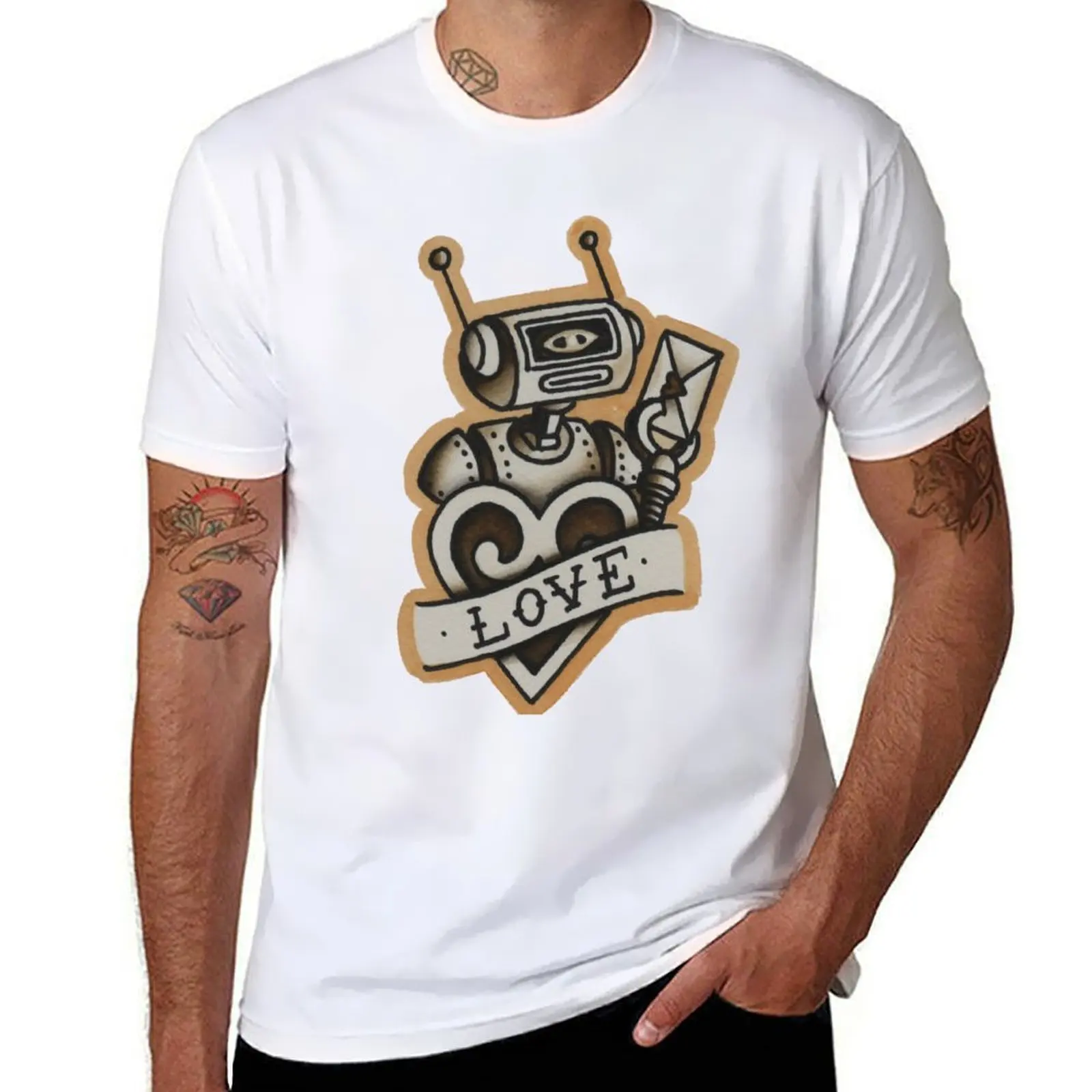 Vintage style tattoo design of retro robot. T-Shirt t shirts for man cotton funny t shirts for man pack white T-Shirt
Vintage style tattoo design of retro robot. T-Shirt t shirts for man cotton funny t shirts for man pack white T-Shirt