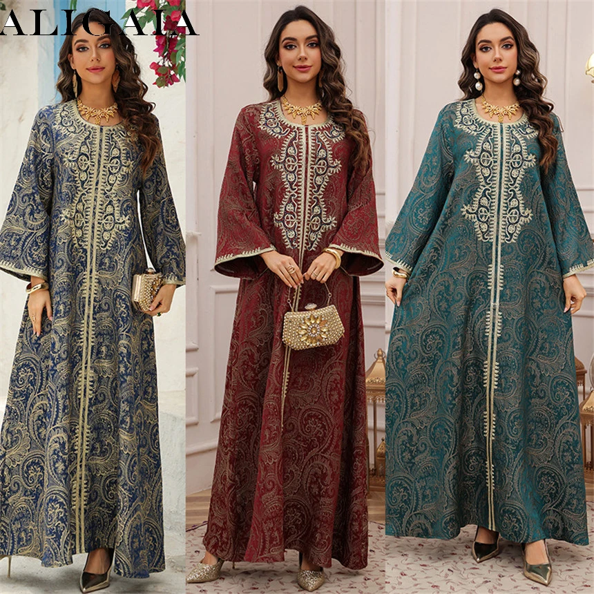 Fashion Women Middle East Dubai Evening Dress Jacquard Embroidery Dress Beaded Kaftan Arabic Saudi Muslim Abaya Vestidos New
Fashion Women Middle East Dubai Evening Dress Jacquard Embroidery Dress Beaded Kaftan Arabic Saudi Muslim Abaya Vestidos New