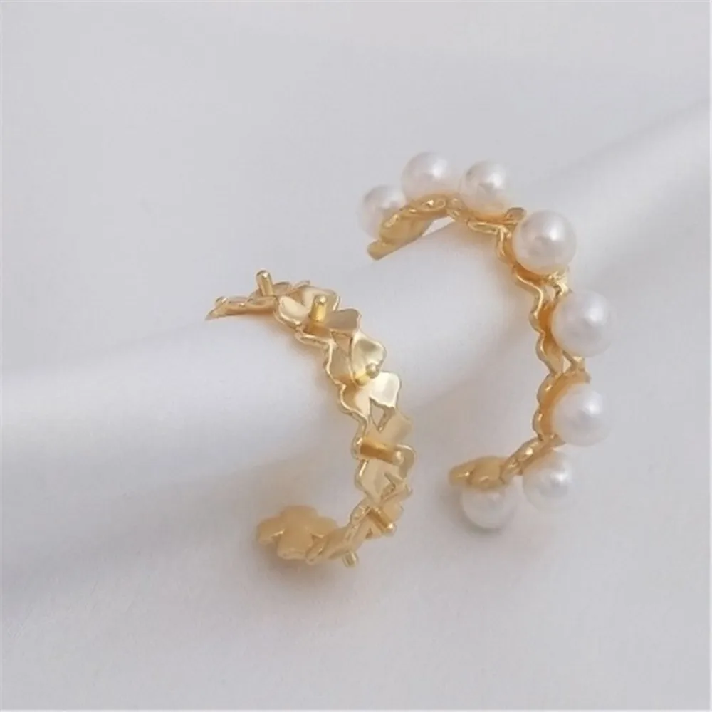 14K Gold-Color C-shaped Garland Half-hole Pearl Holder Earrings 925 Silver Needle Handmade DIY Sticky Bead Ear Accessories E205
14K Gold-Color C-shaped Garland Half-hole Pearl Holder Earrings 925 Silver Needle Handmade DIY Sticky Bead Ear Accessories E205
