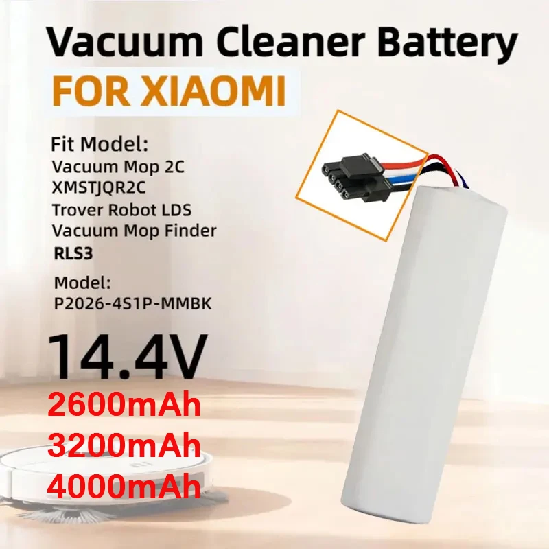 14.4V Battery For Xiaomi Robot Vacuum Mop 2C P2026-4S1P-MMBK 3500mAh RLS3 Cleaner LDS Finder Long Lasting Power Replacement
14.4V Battery For Xiaomi Robot Vacuum Mop 2C P2026-4S1P-MMBK 3500mAh RLS3 Cleaner LDS Finder Long Lasting Power Replacement