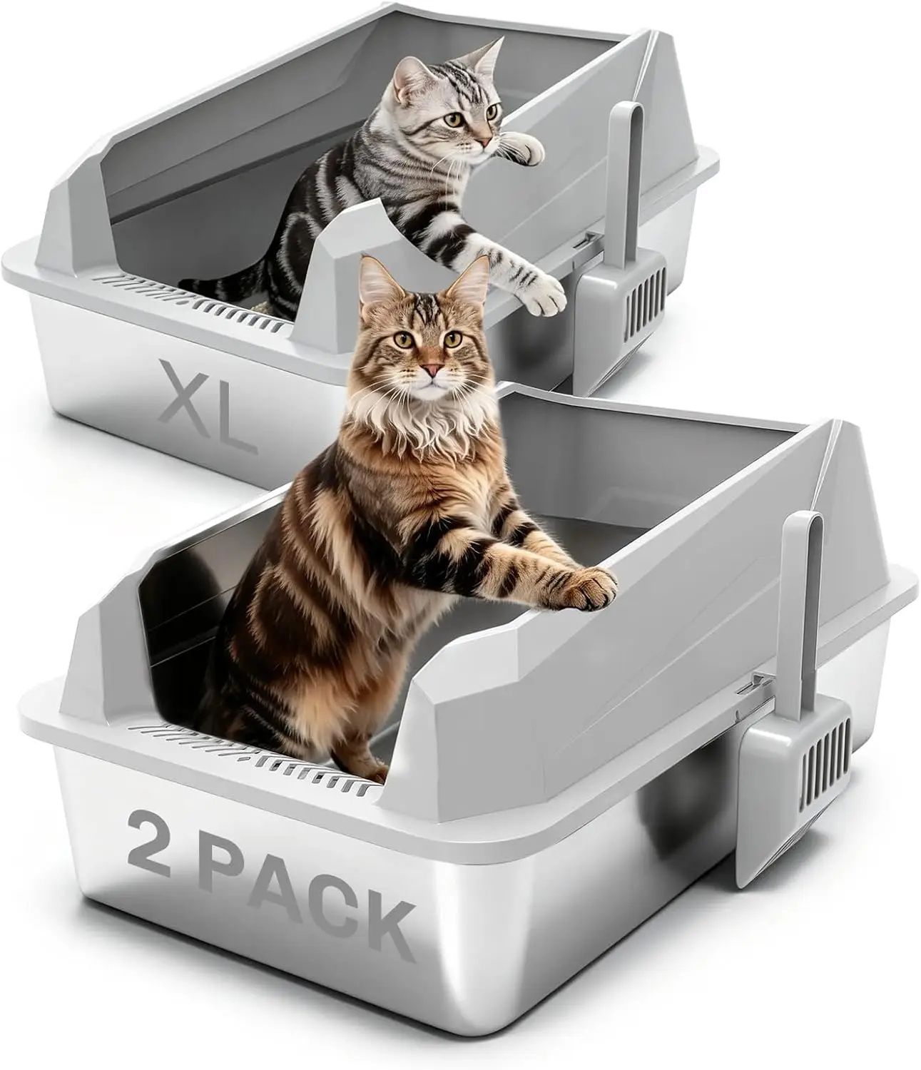 Tescat 2 Pack Stainless Steel Litter Box with Lid, XL Metal Litter Box with High Sides, Extra Large Litter Boxes for Bi
Tescat 2 Pack Stainless Steel Litter Box with Lid, XL Metal Litter Box with High Sides, Extra Large Litter Boxes for Bi