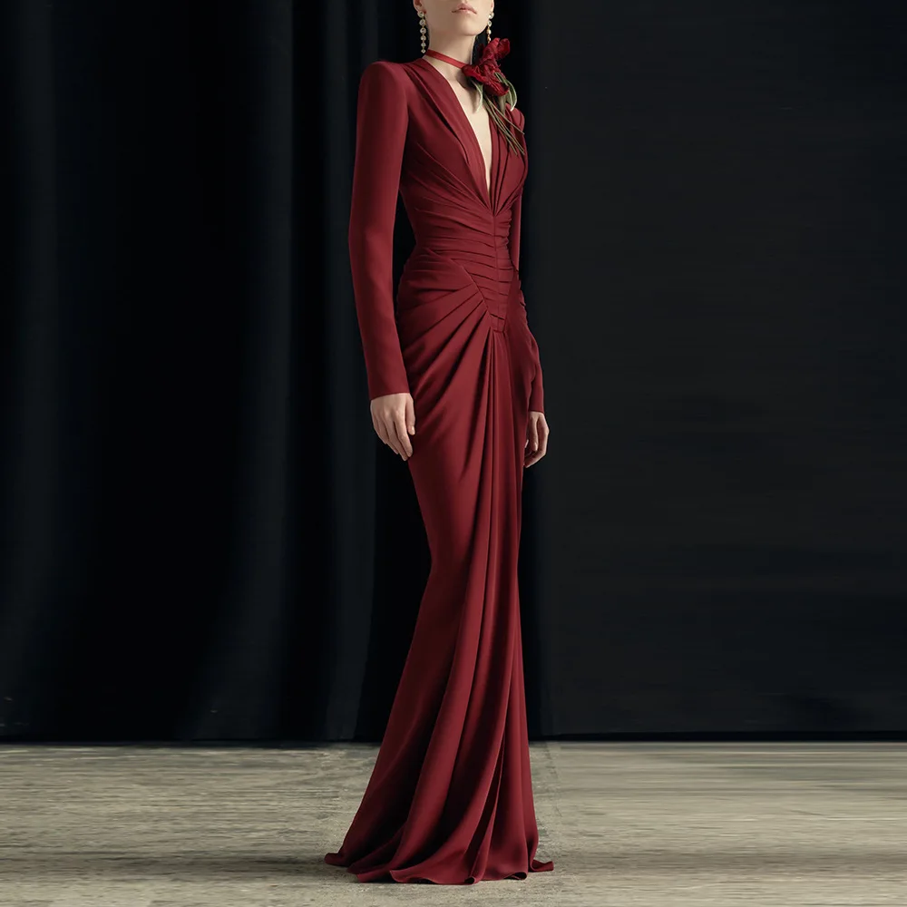 HIGH STREET 2026 New Fashion Elegant Long Sleeve Maxi Dresses for Women V-neck Pleated Long Sleeved Dress
HIGH STREET 2026 New Fashion Elegant Long Sleeve Maxi Dresses for Women V-neck Pleated Long Sleeved Dress