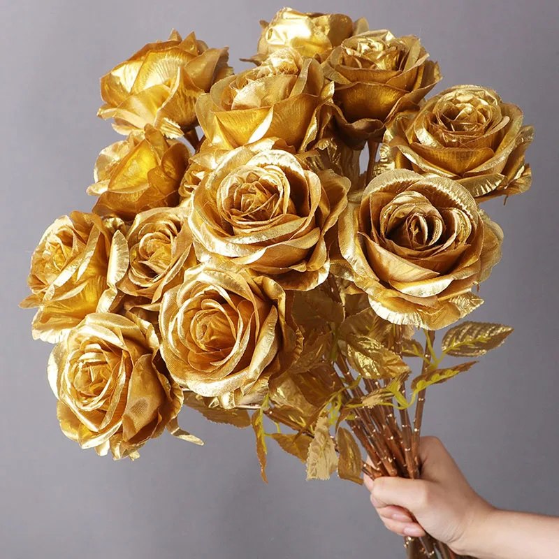 Golden Rose Silk Flower Simulation Flower Golden Rose Home Decoration Wedding Decoration Fake Flower Gold Plated Rose Creative
Golden Rose Silk Flower Simulation Flower Golden Rose Home Decoration Wedding Decoration Fake Flower Gold Plated Rose Creative