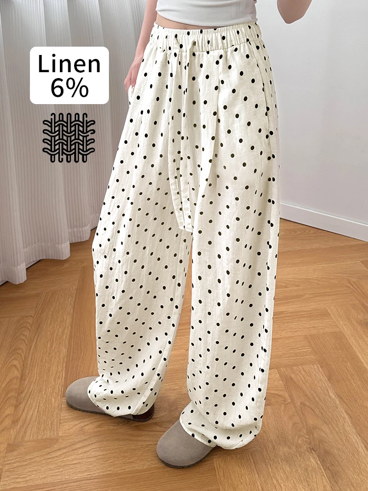 Polka Dot Linen wide pants,Women's High-Waisted Loose fit Long Pants,Spring Summer Casual Straight-Leg Pants,Flatters All Body T
Polka Dot Linen wide pants,Women's High-Waisted Loose fit Long Pants,Spring Summer Casual Straight-Leg Pants,Flatters All Body T