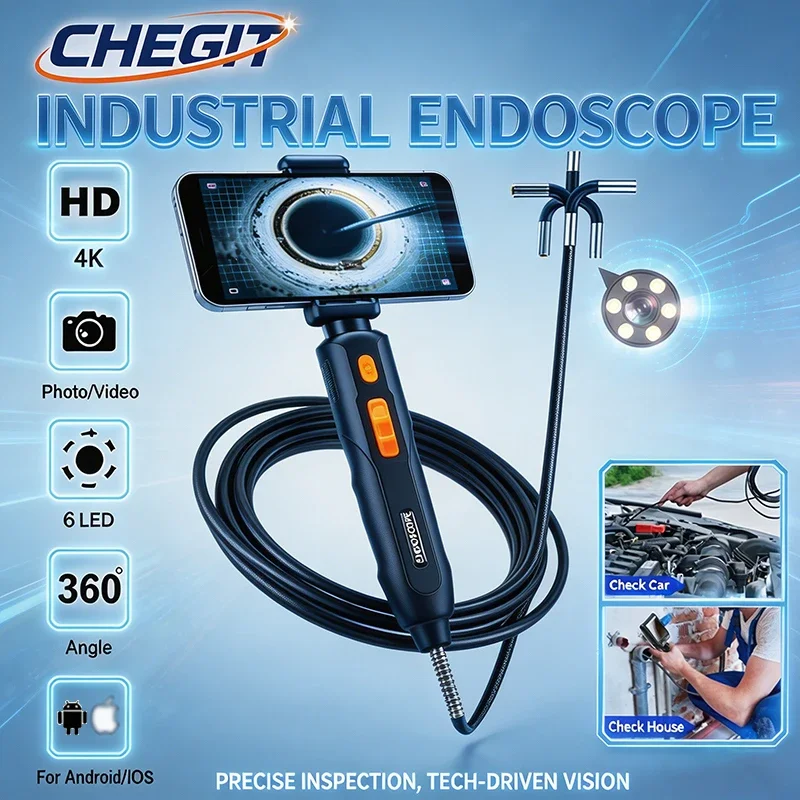 360° Two-Way Type-C Articulating 6mm Endoscope Camera 4K UHD Borescope Car Inspection Industrial Endoscope For IOS Android
360° Two-Way Type-C Articulating 6mm Endoscope Camera 4K UHD Borescope Car Inspection Industrial Endoscope For IOS Android