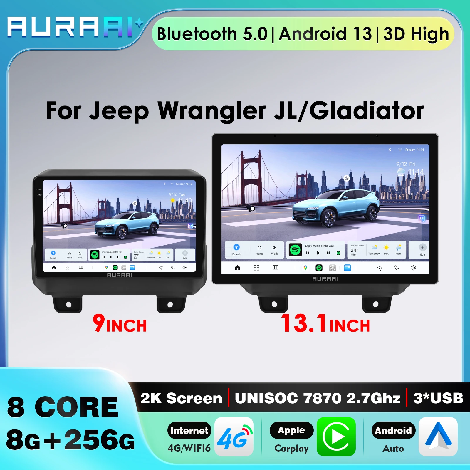 For Wrangler JL & Gladiator JT 2018-2023 Car Intelligent Screen 2DIN Wireless CarPlay GPS RDS ADAS Android Multimedia Auto WIFI
For Wrangler JL & Gladiator JT 2018-2023 Car Intelligent Screen 2DIN Wireless CarPlay GPS RDS ADAS Android Multimedia Auto WIFI