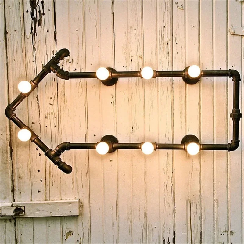 Bookshelf Wall Lamps Wrought Iron Water Pipe Light Bedside Wall Shelf Antique Industrial Home Decoration Living Room
Bookshelf Wall Lamps Wrought Iron Water Pipe Light Bedside Wall Shelf Antique Industrial Home Decoration Living Room
