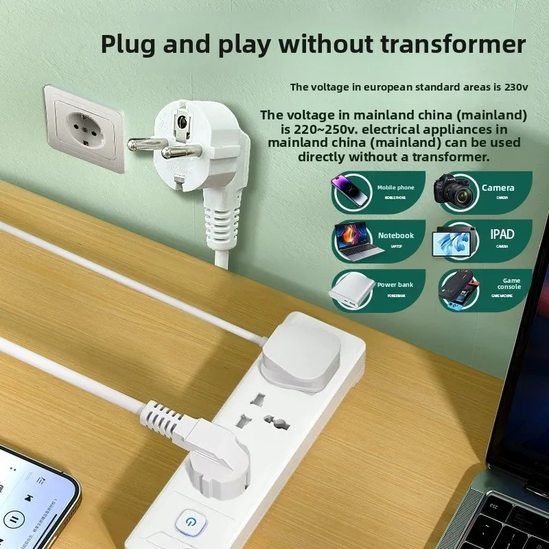 EU Standard Power Strip – Type E/F Socket Strip with Korea Conversion Plug, European Travel Extension Cord
EU Standard Power Strip – Type E/F Socket Strip with Korea Conversion Plug, European Travel Extension Cord
