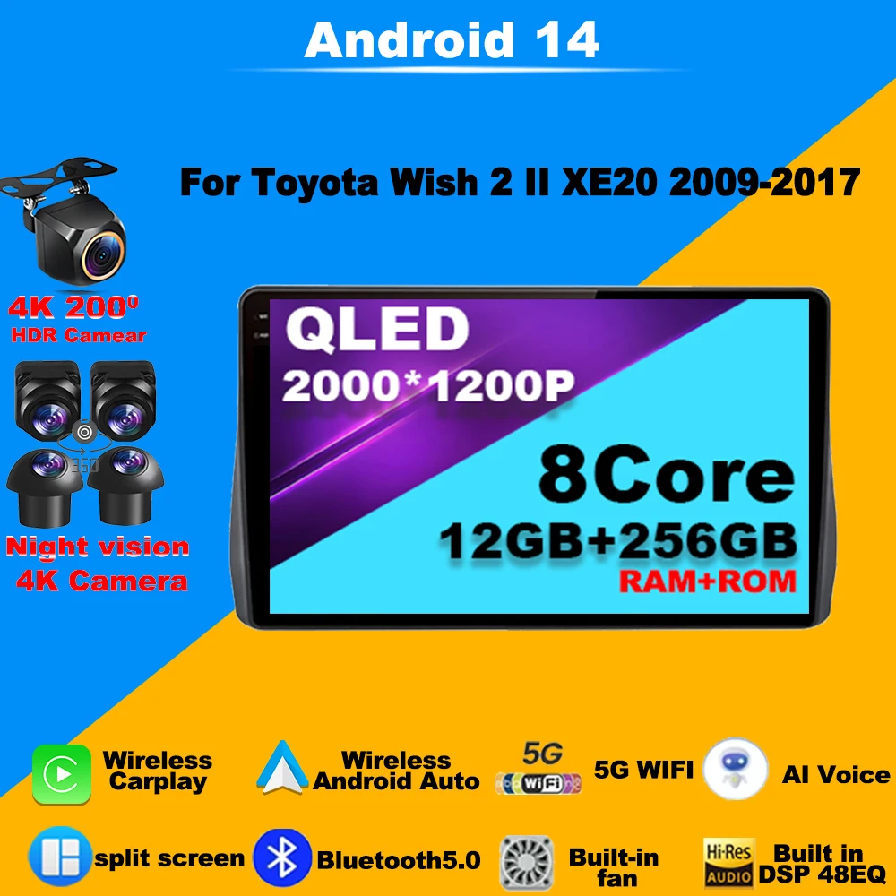 Android 14 AutoRadio For Toyota Wish 2 II XE20 2009-2017 Multimedia Car Radio Monitor Navigation GPS Stereo WIFI DVD Head Unit
Android 14 AutoRadio For Toyota Wish 2 II XE20 2009-2017 Multimedia Car Radio Monitor Navigation GPS Stereo WIFI DVD Head Unit