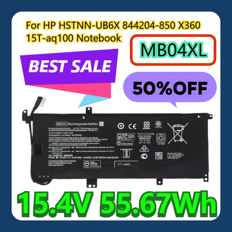 For HP MB04XL HSTNN-UB6X 844204-850 X360 15T-aq100 Notebook 15.4V 55.67Wh
For HP MB04XL HSTNN-UB6X 844204-850 X360 15T-aq100 Notebook 15.4V 55.67Wh