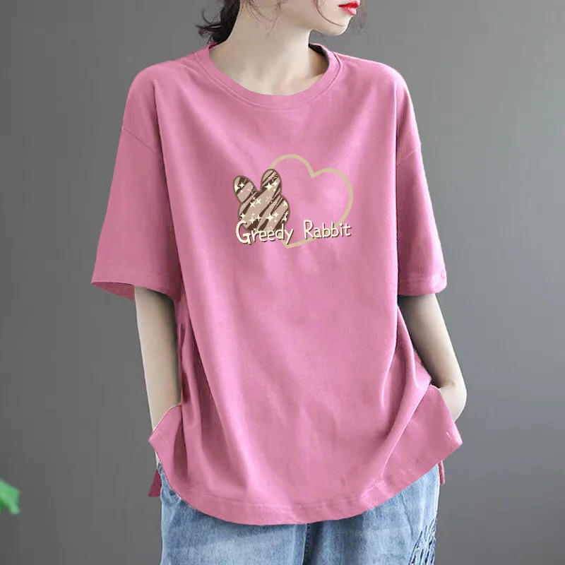 Summer Plus Size Women's New Arrival Love Rabbit Printed Loose Short Sleeve T-Shirt (Can Be Worn As Inner or Outer Layer)
Summer Plus Size Women's New Arrival Love Rabbit Printed Loose Short Sleeve T-Shirt (Can Be Worn As Inner or Outer Layer)