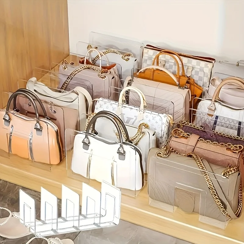 New handbag storage box with 4 partitions, space saving, durable ABS plastic, wardrobe wallet storage solution
New handbag storage box with 4 partitions, space saving, durable ABS plastic, wardrobe wallet storage solution