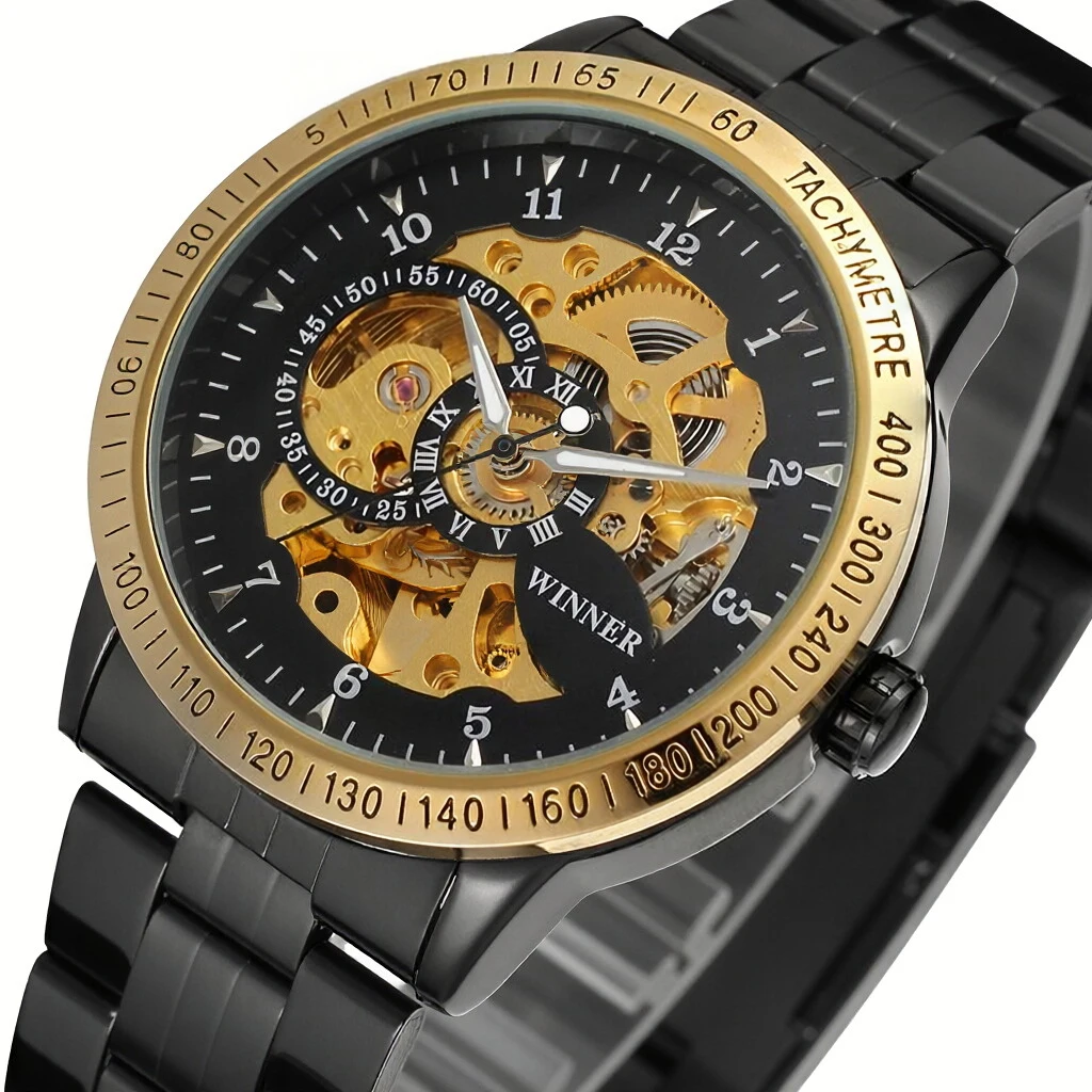 Мужские часы Winner: автоматические, механические, аналоговые, в стиле стимпанк, с открытым механизмом, бронзовые, с браслетом из нержавеющей стали, ретро-дизайн
Мужские часы Winner: автоматические, механические, аналоговые, в стиле стимпанк, с открытым механизмом, бронзовые, с браслетом из нержавеющей стали, ретро-дизайн
