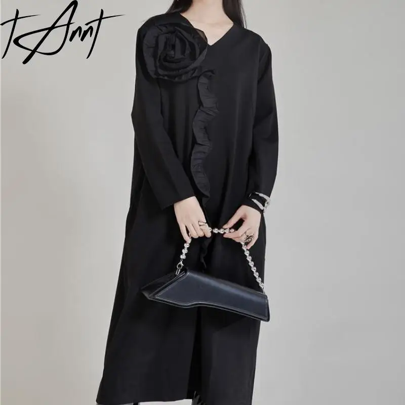 Tannt Women Dress Flower Splice Vintage Long Dresses For Women Fashion Casual Black Long Sleeves Loose Dresses Women 2025 New
Tannt Women Dress Flower Splice Vintage Long Dresses For Women Fashion Casual Black Long Sleeves Loose Dresses Women 2025 New