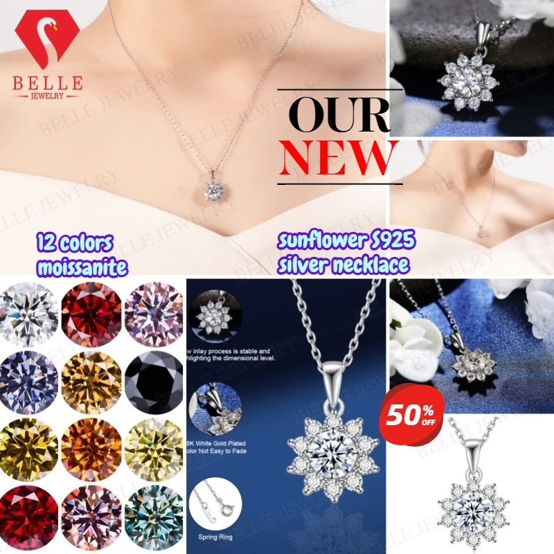 925 Sterling Sliver Moissanite Pendant Sunflower Necklace 12 Colors Fine Jewelry Necklace Lady Birth Stones Wedding Gift Jewel
925 Sterling Sliver Moissanite Pendant Sunflower Necklace 12 Colors Fine Jewelry Necklace Lady Birth Stones Wedding Gift Jewel