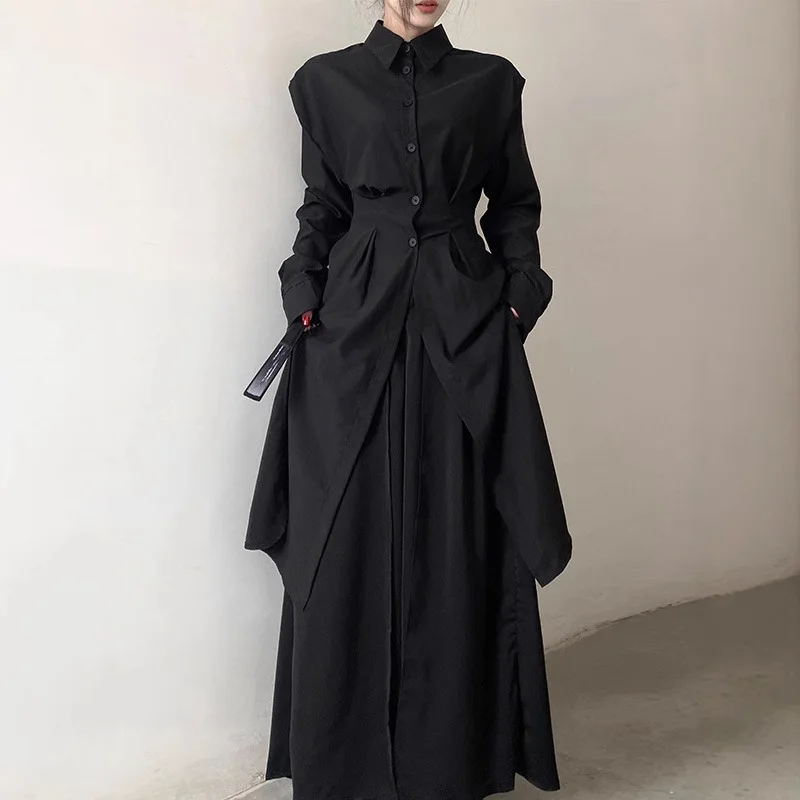 Women's Trench Coat Split Hem Belted Baggy Trench Shirt Japanese Black Clothing
Women's Trench Coat Split Hem Belted Baggy Trench Shirt Japanese Black Clothing
