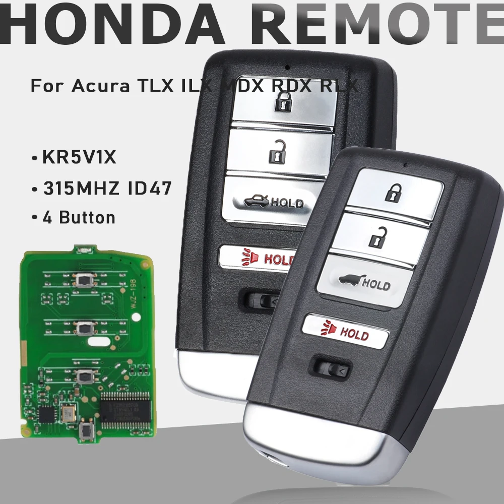 KEYECU KR5V1X 313,8 МГц ID47 Смарт-брелок с 4 кнопками для Acura MDX RLX ILX TLX 2014-2020 
KEYECU KR5V1X 313,8 МГц ID47 Смарт-брелок с 4 кнопками для Acura MDX RLX ILX TLX 2014-2020