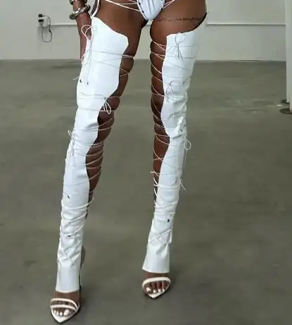 Sexy Women White Leather Pointed Open Toe Gladiator Thin Heels Over The Knee Sandals Boots Cross Tied Lace Up Thigh Boots Shoes
Sexy Women White Leather Pointed Open Toe Gladiator Thin Heels Over The Knee Sandals Boots Cross Tied Lace Up Thigh Boots Shoes
