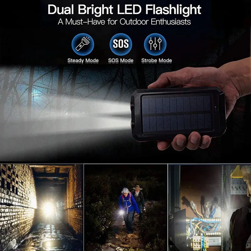Waterproof Solar Power Bank 20000mAh Fast Charging Portable Charger External Battery for iPhone Samsung Huawei Xiaomi Powerbank
Waterproof Solar Power Bank 20000mAh Fast Charging Portable Charger External Battery for iPhone Samsung Huawei Xiaomi Powerbank