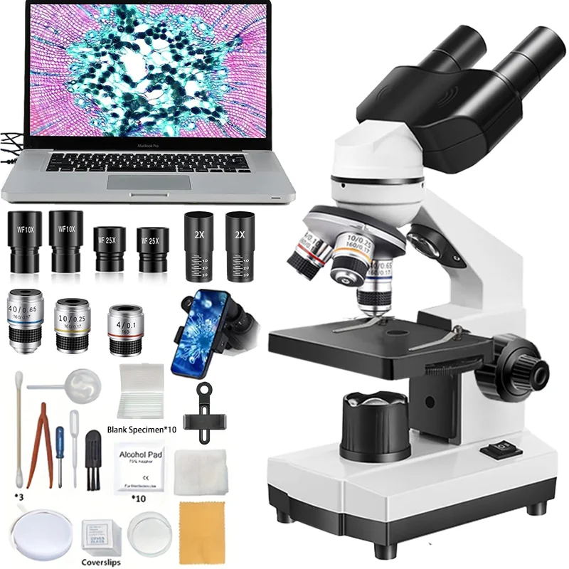 Professional Binocular Microscope 40X-2000X with LED Illumination, HD Optical Instrument for Laboratory, Education & Hobbyists
Professional Binocular Microscope 40X-2000X with LED Illumination, HD Optical Instrument for Laboratory, Education & Hobbyists