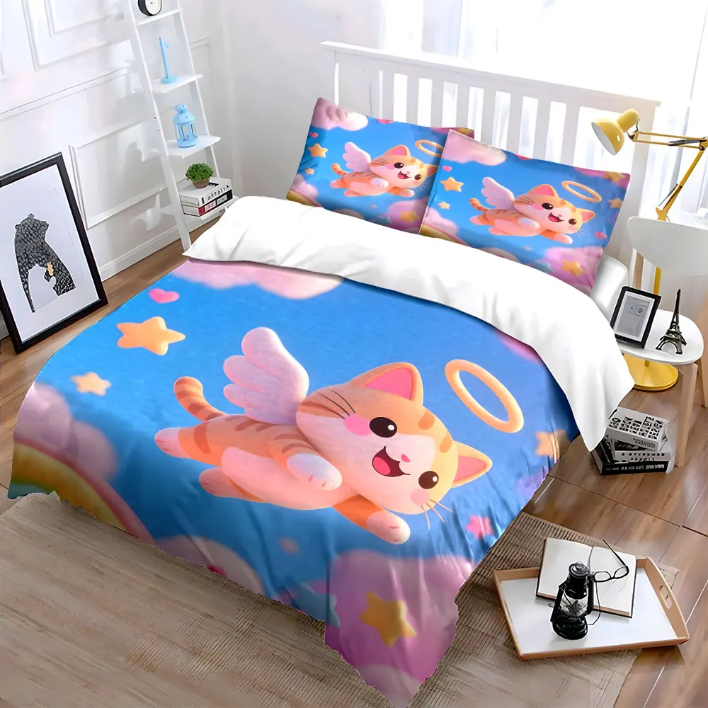 "Angel Cat Decor Set" Multiple sizes kid's and adults' bedroom Exquisite 3PC bedding set, gift
"Angel Cat Decor Set" Multiple sizes kid's and adults' bedroom Exquisite 3PC bedding set, gift