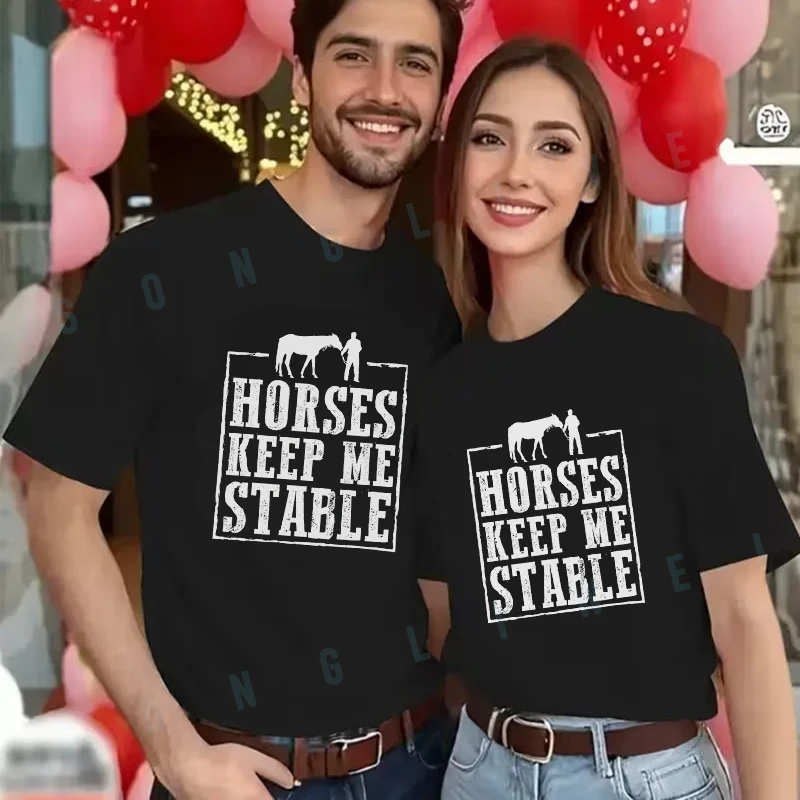 Футболка с надписью «Horses Keep Me Stable» для мужчин и женщин, новая летняя повседневная футболка с короткими рукавами, модный мото-топ
Футболка с надписью «Horses Keep Me Stable» для мужчин и женщин, новая летняя повседневная футболка с короткими рукавами, модный мото-топ