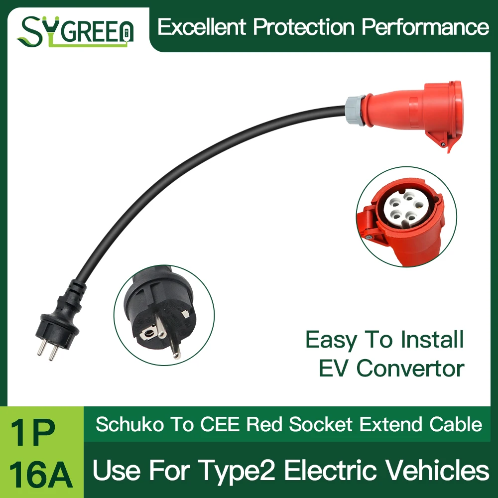 CEE Red Socket to Schuko Plug 1M Extend Cable for EVSE 16A 3P Charger Type 2 IEC 62196
CEE Red Socket to Schuko Plug 1M Extend Cable for EVSE 16A 3P Charger Type 2 IEC 62196