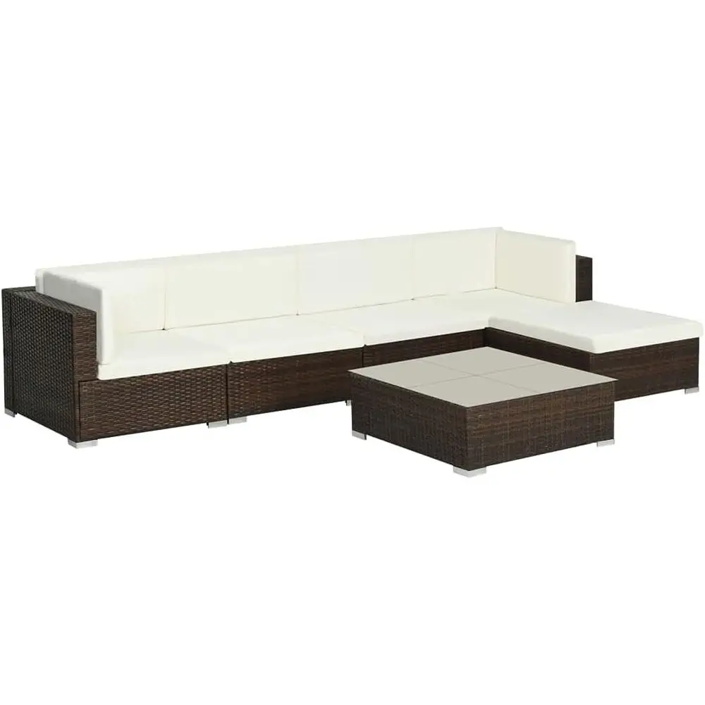 Brown 6-Piece Outdoor Patio Lounge Set with Cushions, PE Rattan Sofa, Coffee Table, and Ottoman for Garden or Balcony
Brown 6-Piece Outdoor Patio Lounge Set with Cushions, PE Rattan Sofa, Coffee Table, and Ottoman for Garden or Balcony