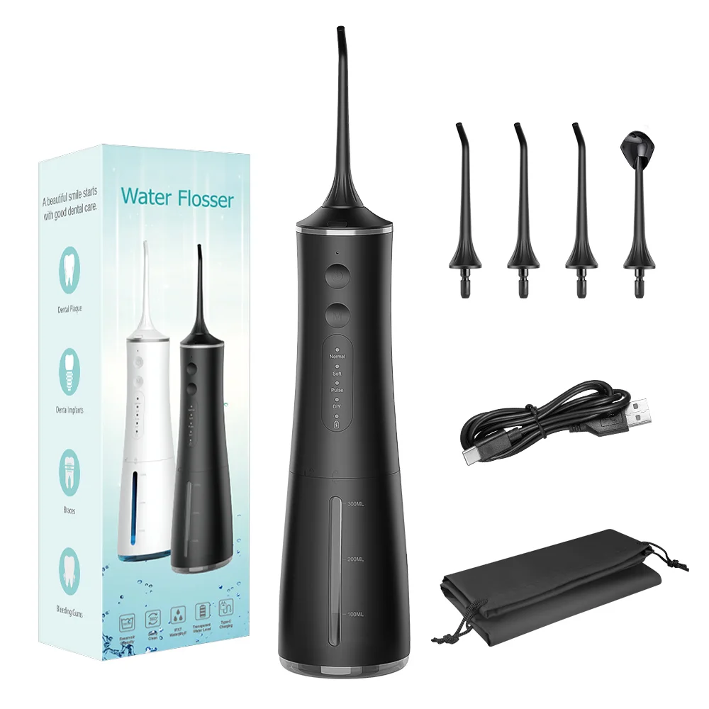 300ML Electric Water Flosser for Teeth 4 Modes Oral irrigator Portable Oral Cleaner Dental Cleaning Tool Waterproof USB Charging
300ML Electric Water Flosser for Teeth 4 Modes Oral irrigator Portable Oral Cleaner Dental Cleaning Tool Waterproof USB Charging