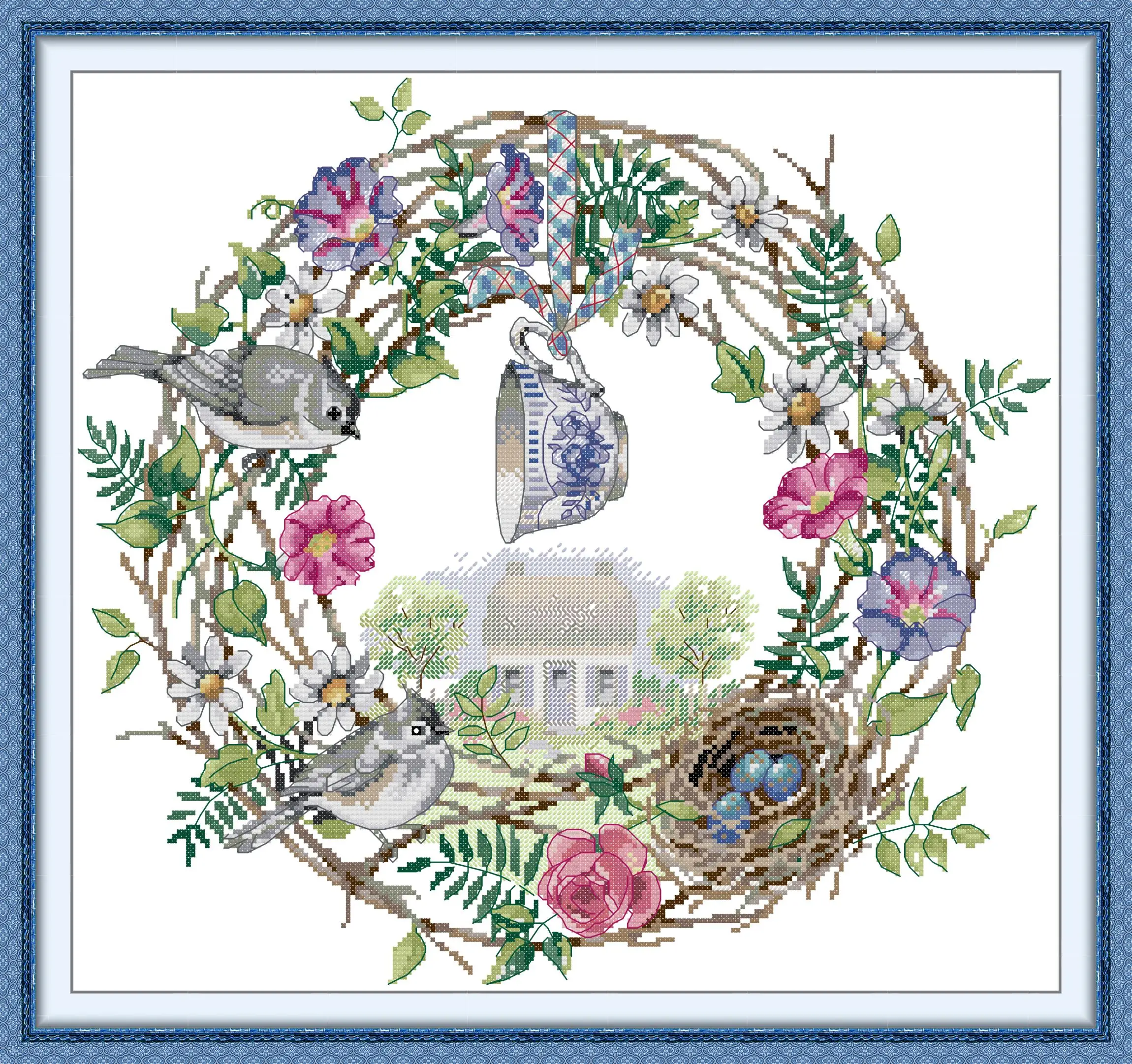Joy Sunday New Stamped Cross Stitch Kit,11/14/16CT DIY Easy Pattern Aida Fabric Embroidery Set-Rural Cottage Flower Wreath
Joy Sunday New Stamped Cross Stitch Kit,11/14/16CT DIY Easy Pattern Aida Fabric Embroidery Set-Rural Cottage Flower Wreath