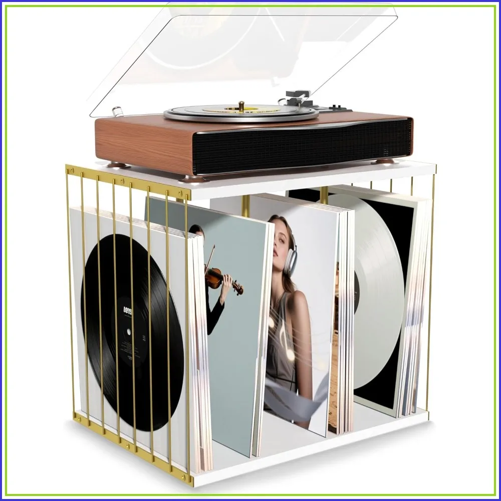 Vinyl Record Storage, 3-Compartment Holder for 80+ Albums, White Metal & Wood
Vinyl Record Storage, 3-Compartment Holder for 80+ Albums, White Metal & Wood