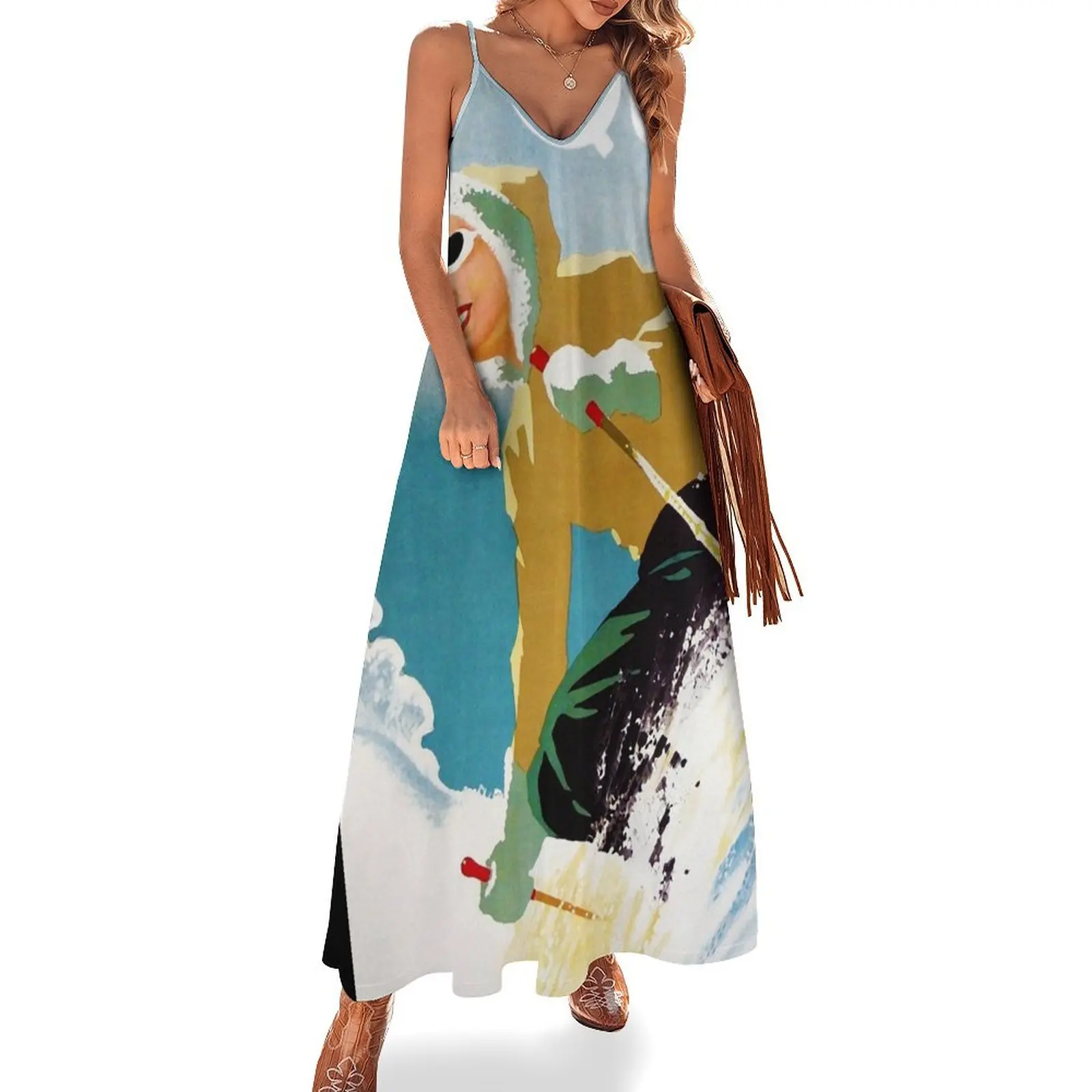 Vintage ski poster, woman skiing in Quebec Sleeveless Long Dress Women's summer skirt party dresses women bandage dress Dress
Vintage ski poster, woman skiing in Quebec Sleeveless Long Dress Women's summer skirt party dresses women bandage dress Dress