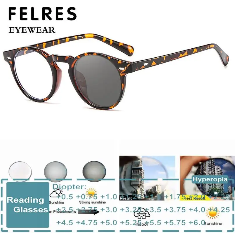  Round Retro Leopard Frame Photochromic Gray Reading Glasses Men Women Trendy Color Changing Outdoor Presbyopic Sunglasses
Round Retro Leopard Frame Photochromic Gray Reading Glasses Men Women Trendy Color Changing Outdoor Presbyopic Sunglasses