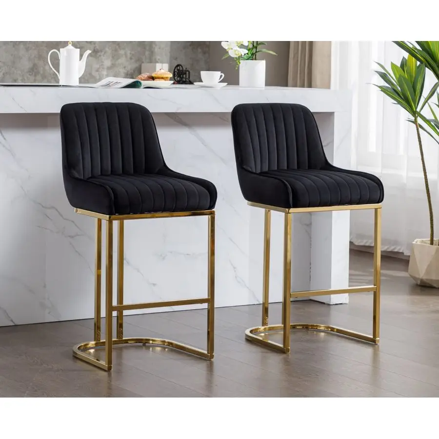 Modern Counter Height Bar Stools Set of 2 Comfortable Velvet Upholstered Breakfast Barstools with Back and Gold Base Elegant Bar
Modern Counter Height Bar Stools Set of 2 Comfortable Velvet Upholstered Breakfast Barstools with Back and Gold Base Elegant Bar