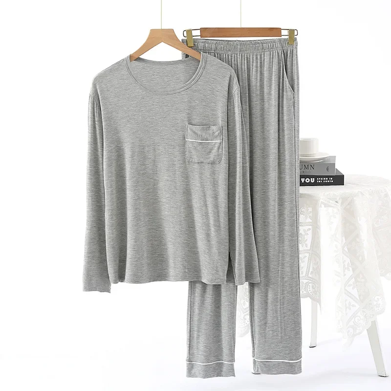 Spring/Autumn Men's Simple Casual Pajamas Modal Long Sleeved Pants Round Neck Home Wear Solid Jacket Pockets Pijamas 2 Piece Set
Spring/Autumn Men's Simple Casual Pajamas Modal Long Sleeved Pants Round Neck Home Wear Solid Jacket Pockets Pijamas 2 Piece Set