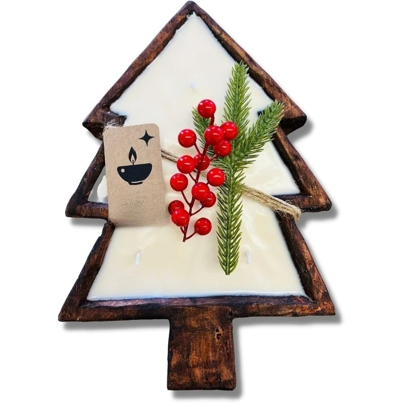 Коричневая деревянная свеча-чаша в форме рождественской елки, аромат соевого воска 
Коричневая деревянная свеча-чаша в форме рождественской елки, аромат соевого воска