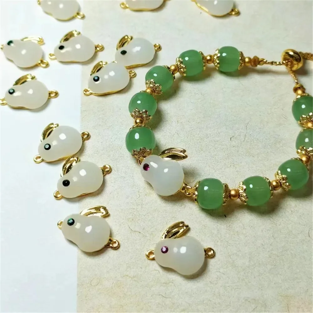 18K Gold Color Double Hanging Jade Rabbit Pendant Imitation Hotan Jade Connection Accessories Diy Gold Bracelet Necklace Jewelry
18K Gold Color Double Hanging Jade Rabbit Pendant Imitation Hotan Jade Connection Accessories Diy Gold Bracelet Necklace Jewelry