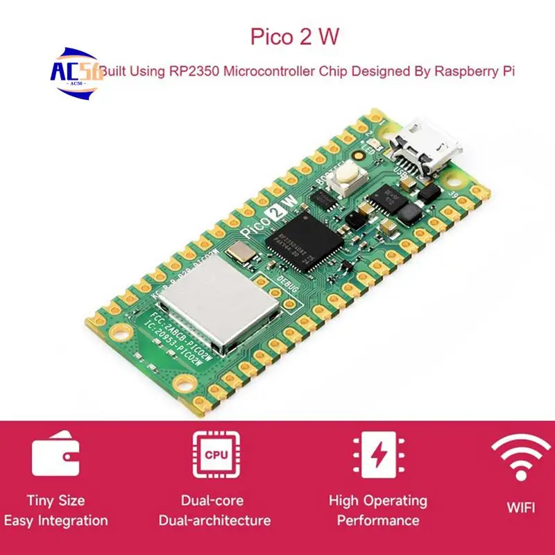 AC56-For Raspberry Pi Pico 2 W Microcontroller Development Board, Based On RP2350 Chip, Supports WIFI And Bluetooth
AC56-For Raspberry Pi Pico 2 W Microcontroller Development Board, Based On RP2350 Chip, Supports WIFI And Bluetooth
