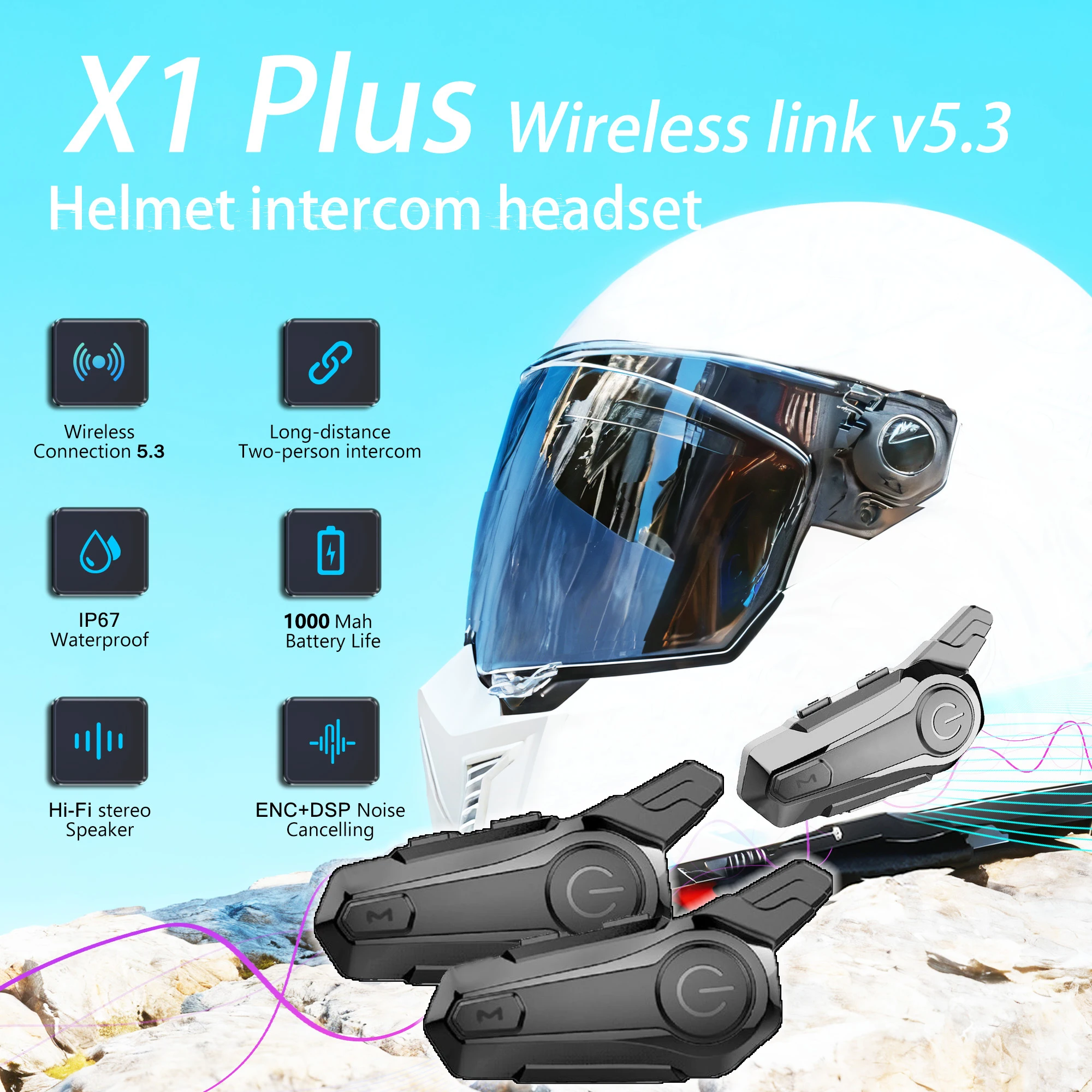 X1 Plus Motorcycle Helmet Bluetooth 1000M Intercom Headset for 2 Riders Intercom Waterproof Motorcycle Intercom Headset
X1 Plus Motorcycle Helmet Bluetooth 1000M Intercom Headset for 2 Riders Intercom Waterproof Motorcycle Intercom Headset