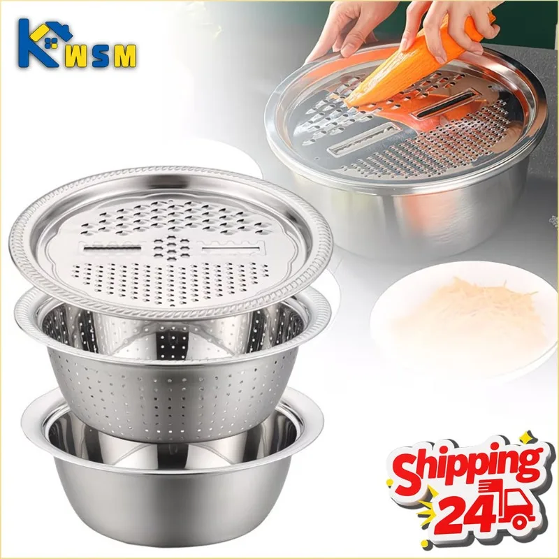 Stainless Steel Grater Bowl with Colander Multi Function Vegetable Slicer Shredder for Potato Carrot Kitchen Washing Basin
Stainless Steel Grater Bowl with Colander Multi Function Vegetable Slicer Shredder for Potato Carrot Kitchen Washing Basin
