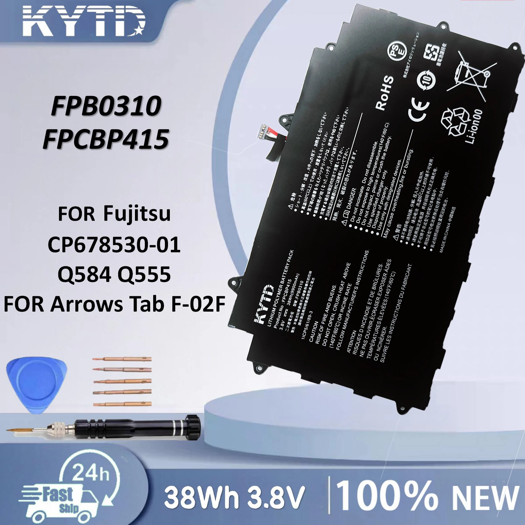 KYTD 9900mAH FPB0310 FPCBP415 Battery for Fujitsu Q584 Q555 Arrows Tab F-02F 38WH 3.8V 38Wh
KYTD 9900mAH FPB0310 FPCBP415 Battery for Fujitsu Q584 Q555 Arrows Tab F-02F 38WH 3.8V 38Wh