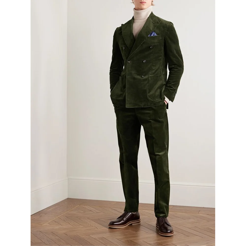Green Velvet Double Breasted Peaked Lapel Men Suits Wedding Evening Party Sets Formal Occasions Suits 2 pieces (Jacket+Pants)
Green Velvet Double Breasted Peaked Lapel Men Suits Wedding Evening Party Sets Formal Occasions Suits 2 pieces (Jacket+Pants)