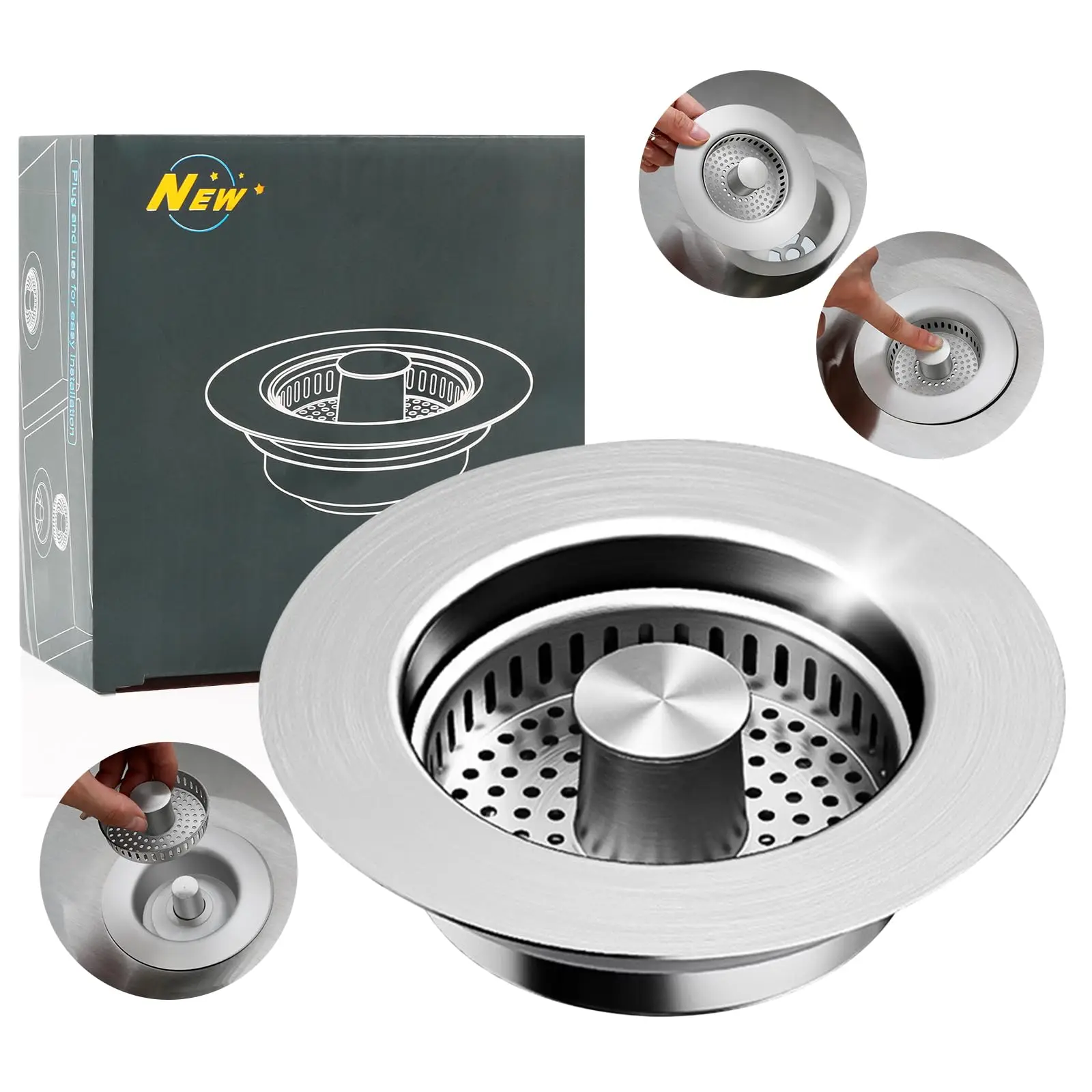 Универсальный сливной клапан для кухонной мойки 3-в-1 из нержавеющей стали SUS304, улучшенный, с защитой от засоров и запаха, универсальный фильтр 3,5 дюйма
Универсальный сливной клапан для кухонной мойки 3-в-1 из нержавеющей стали SUS304, улучшенный, с защитой от засоров и запаха, универсальный фильтр 3,5 дюйма