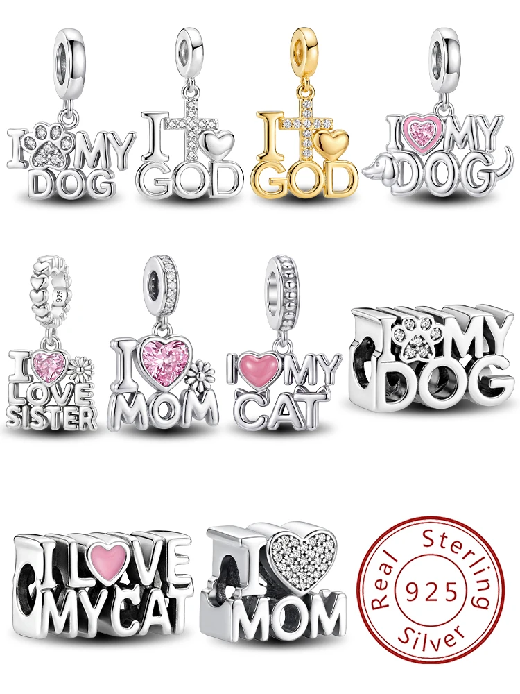 925 Sterling Silver Fashion I Love Mom God Dog Series Charm Pendant for Bracelets DIY Women's High Quality Fine Jewelry
925 Sterling Silver Fashion I Love Mom God Dog Series Charm Pendant for Bracelets DIY Women's High Quality Fine Jewelry