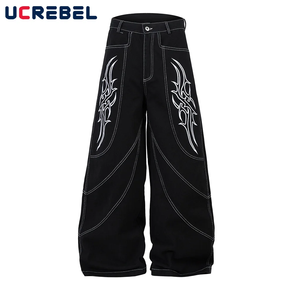 Top Stitch Embroidery Jeans Mens Spliced High Street Loose Straight Wide Leg Dark Denim Pants Men
Top Stitch Embroidery Jeans Mens Spliced High Street Loose Straight Wide Leg Dark Denim Pants Men